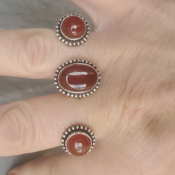 New Carnelian Adjustable 925 Silver Knuckle Ring. - Picture 13 of 16